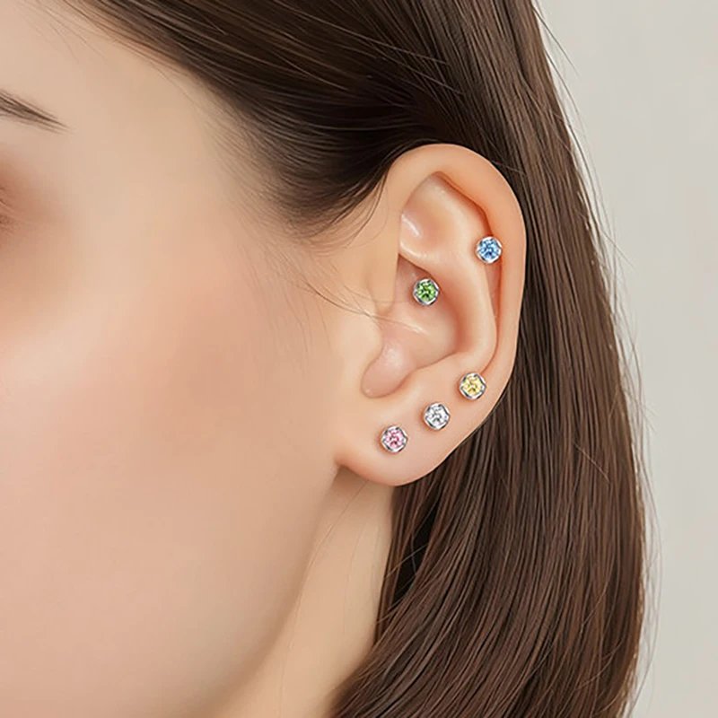 1321570-fgjqin.jpg Färgstarka minitörhängen i 925 sterlingsilver med zirkoner - Image 1