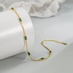 Geometriskt silverarmband i 925 sterlingsilver med grön zirkon