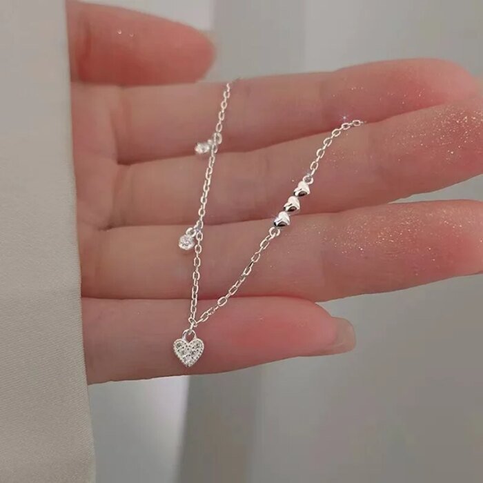 Hjärtformat silverarmband med glittrande zirkon - Image 3