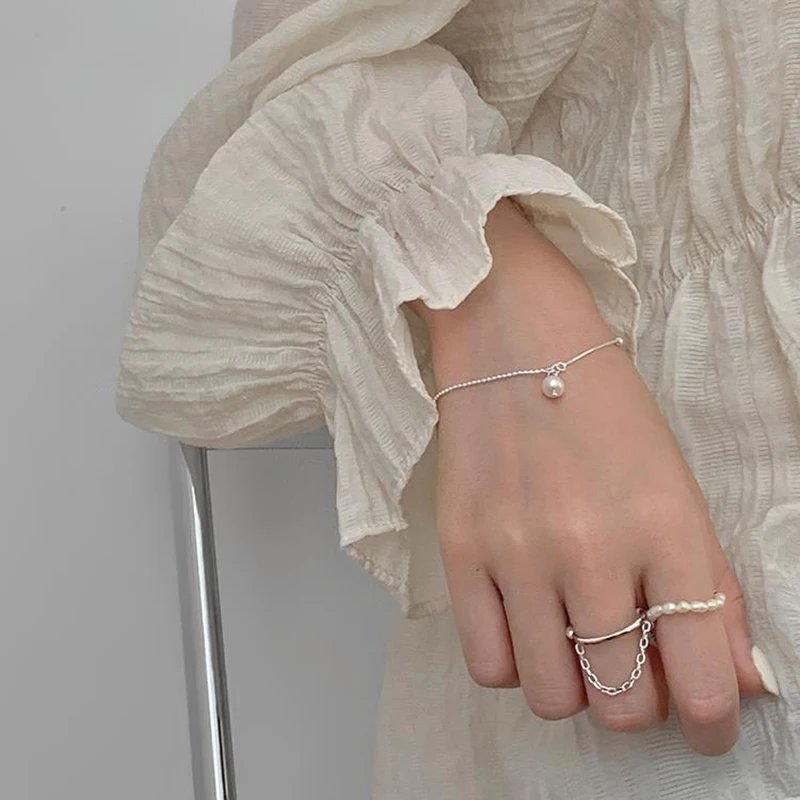 Pärlarmband med runda kulor i 925 silver
