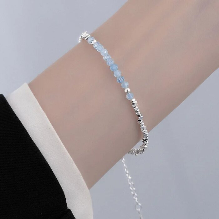 Silverarmband med blå pärlor i 925 sterling silver - Image 3