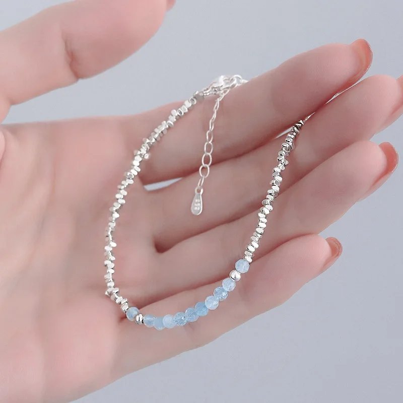 Silverarmband med blå pärlor i 925 sterling silver