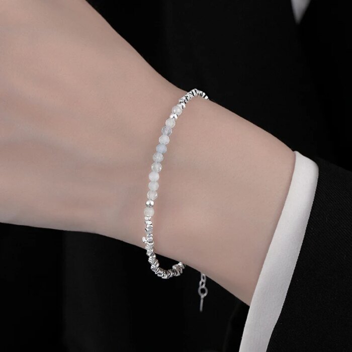 Silverarmband med blå pärlor i 925 sterling silver - Image 2