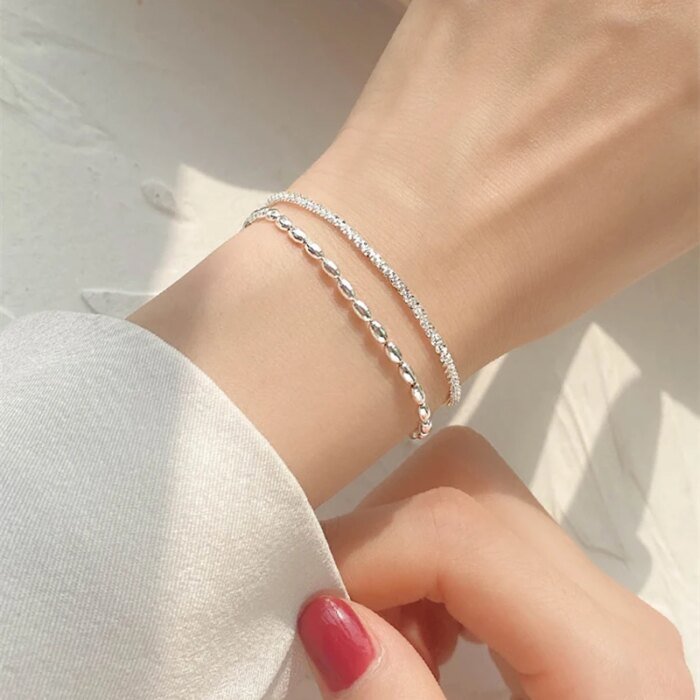 Dubbelsträngat stilrent armband i 925 sterling silver - Image 2