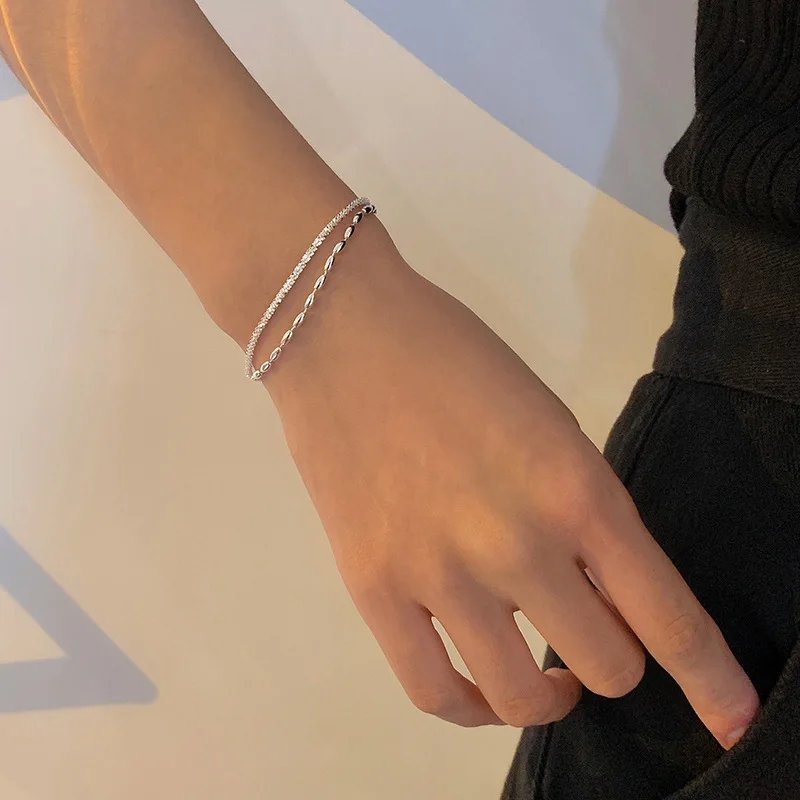 Dubbelsträngat stilrent armband i 925 sterling silver