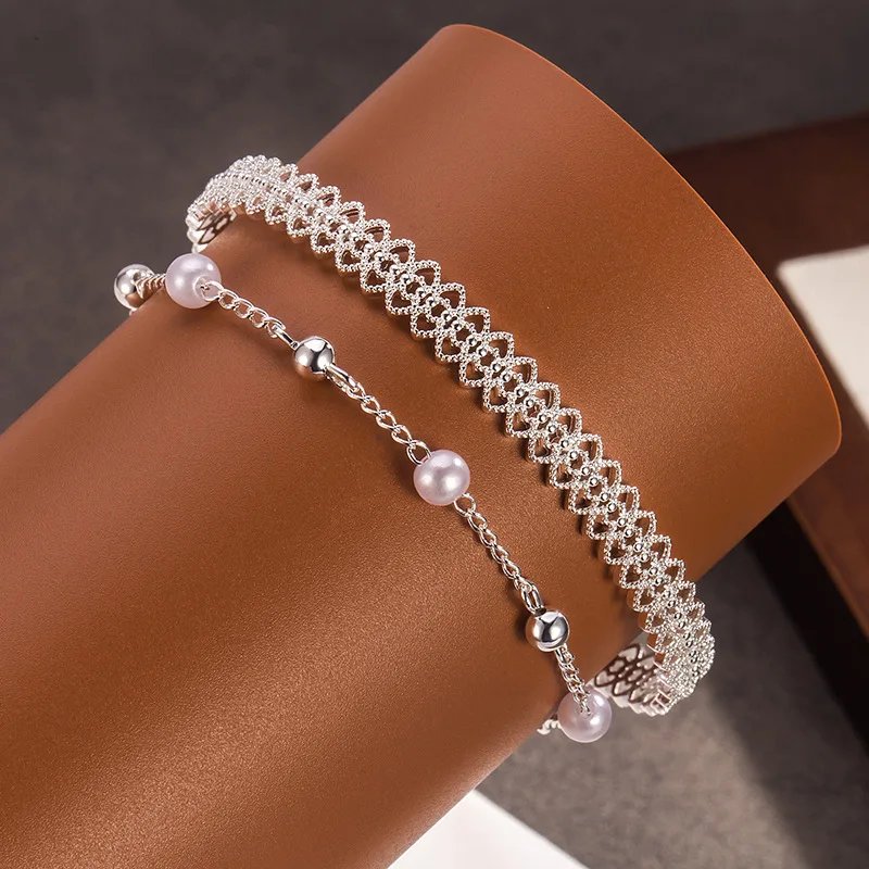 Geometriskt silverarmband i 925 sterling silver för dam