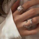 Fint geometriskt pärlring i 925 silversmyckesdesign