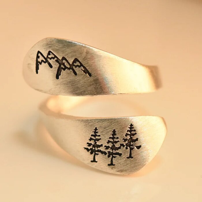 Mönstrad silverring i 925 sterling silver för dam - Image 3