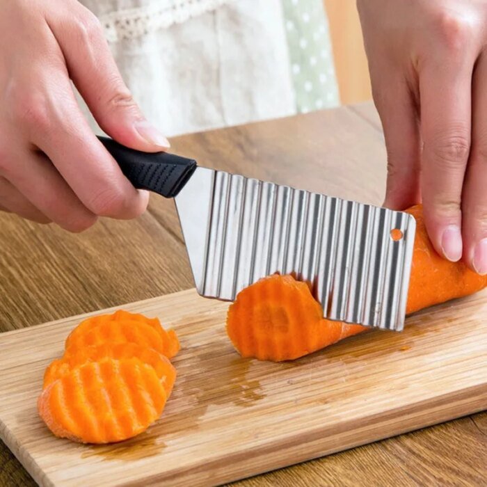 Vågig potatisskärare och grönsakshackare i rostfritt stål - Image 2