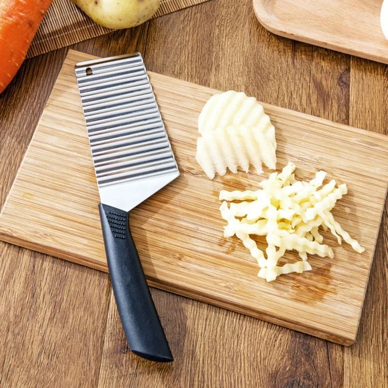Vågig potatisskärare och grönsakshackare i rostfritt stål