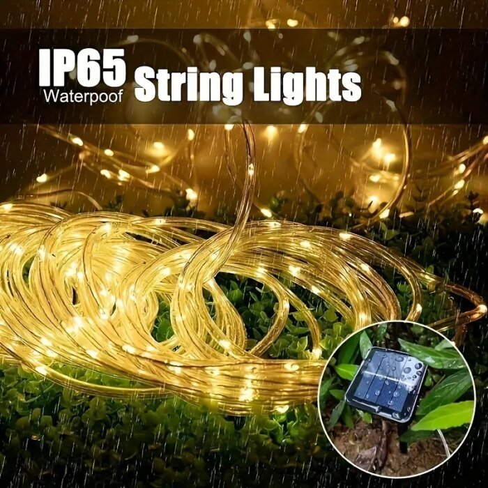 Solcellsdriven LED-ljusslinga i slang för utomhusbruk - Image 3