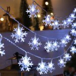 LED-ljusslinga med snöflingor för jul- och trädgårdsbelysning